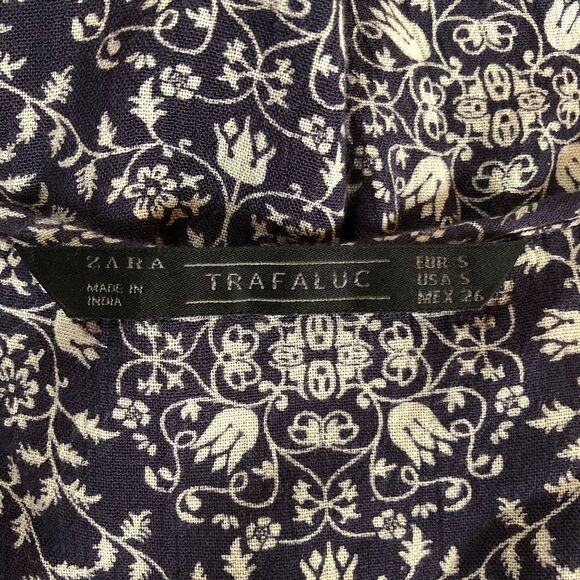 Zara Blue Patterned Long Sleeve Romper Small - Picture 6 of 6